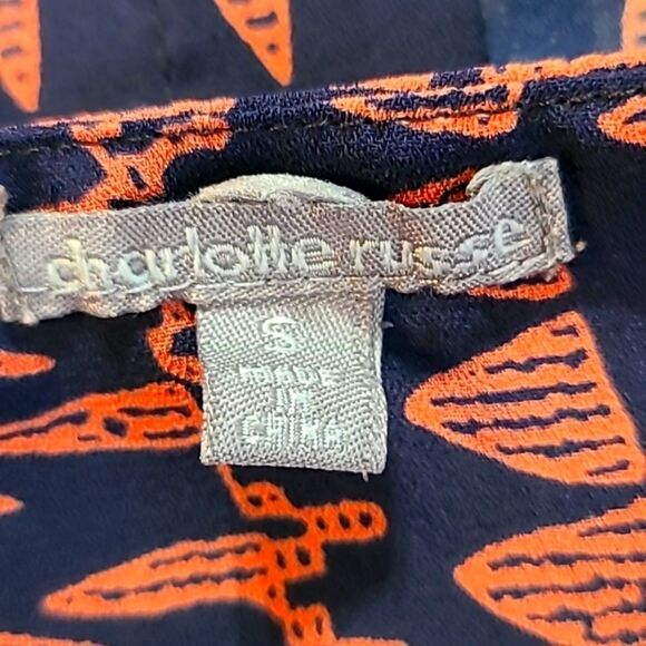 Charlotte Russe Pink & Navy Blue High-Low Top Open in Back, Size Small - Picture 9 of 10